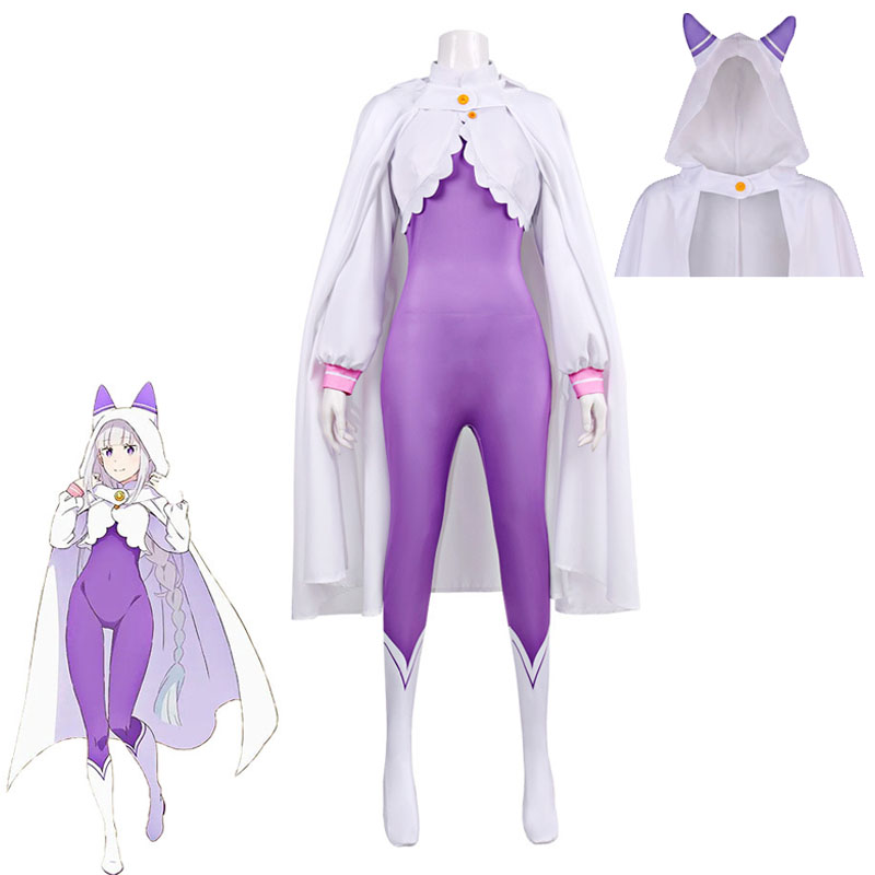 Anime Cosplay Re Zero - Re: 제로 코스튬 에밀리아 코스프레 점프슈트와
