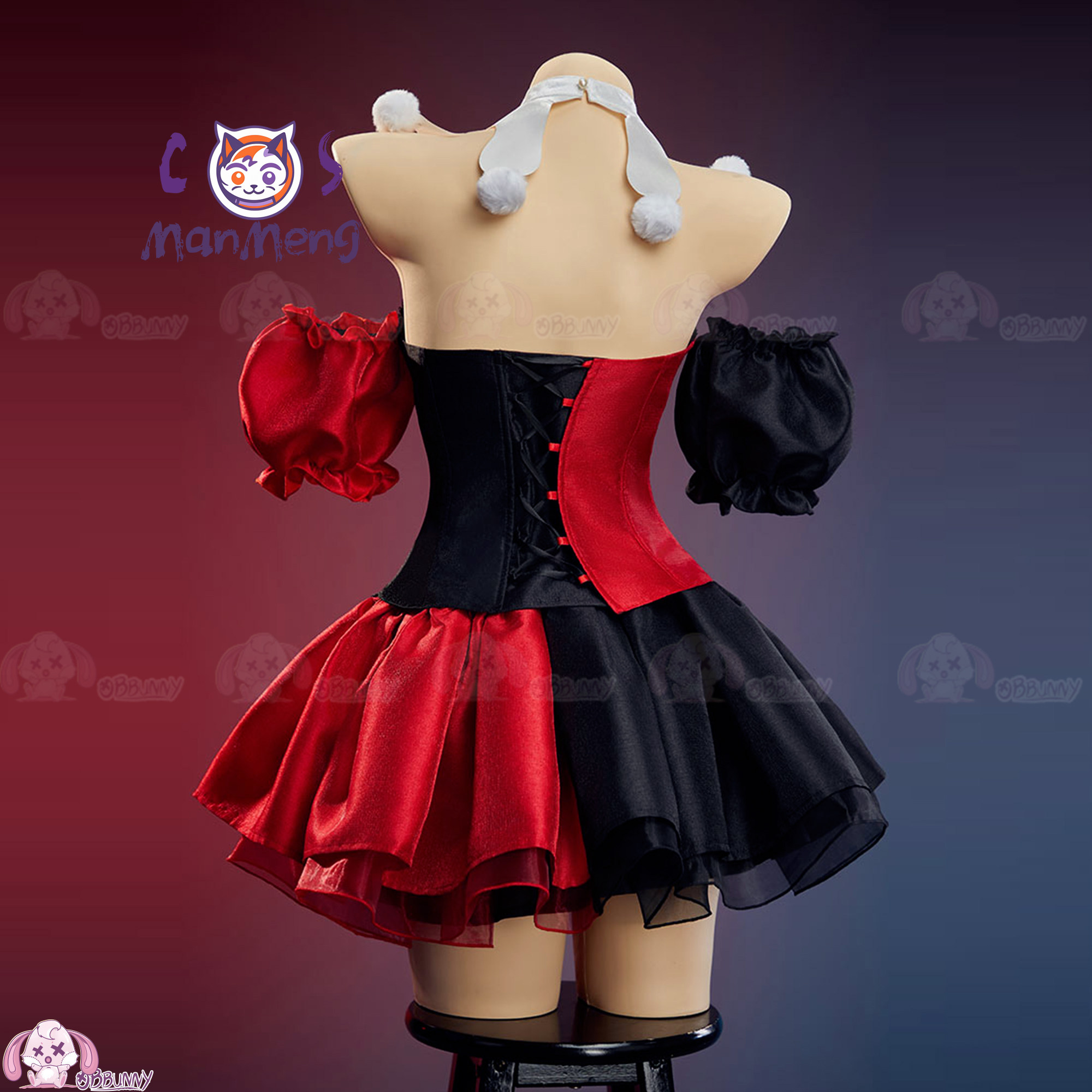새로운 광대 고딕 로리타 허리 스커트 레드와 블랙 컬러 - Anime Cosplay Lolita 리뷰 및 가격
