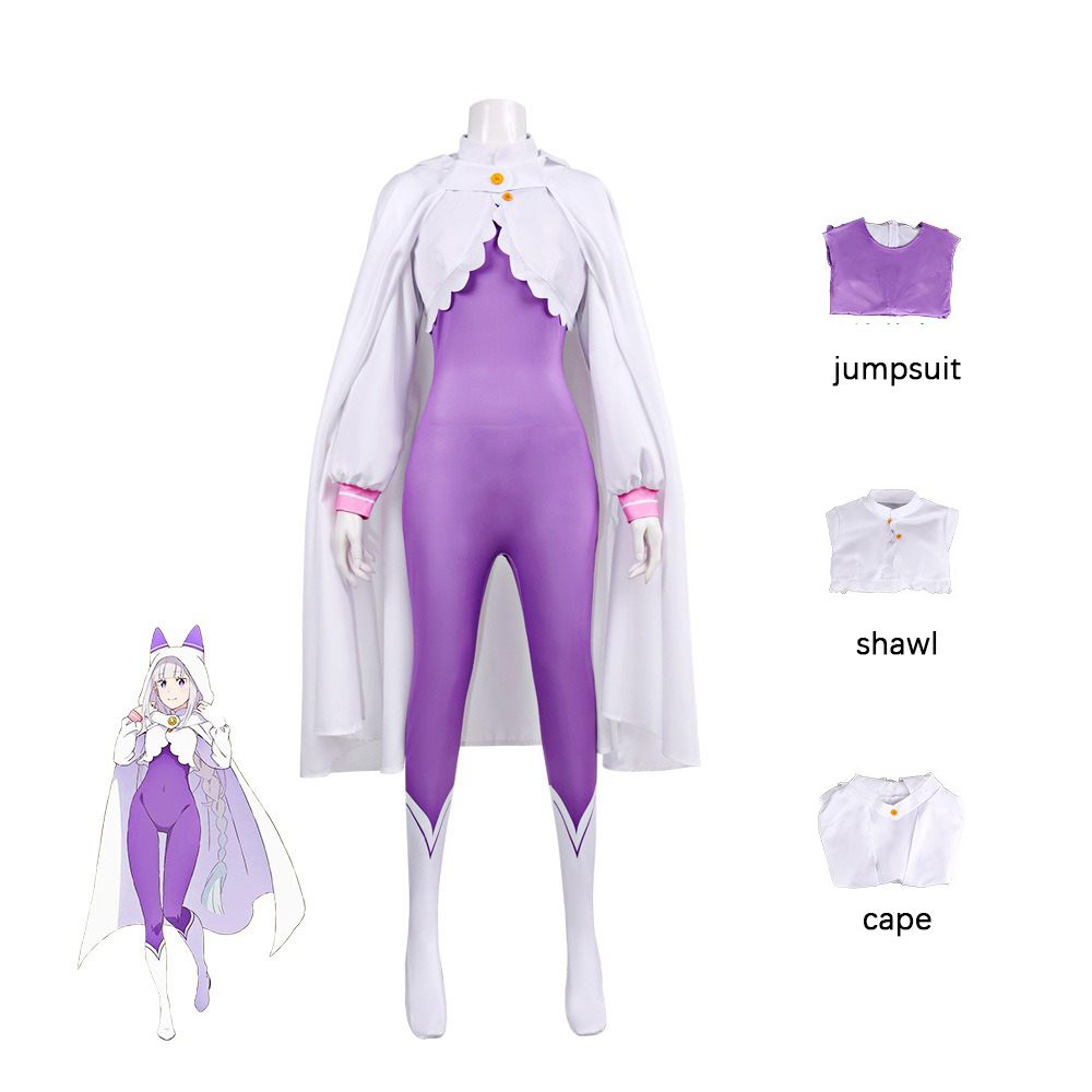 애니메이션 에밀리아 코스프레 의상 보라색 점프수트 숄  - Anime Cosplay Re Zero 리뷰 및 가격